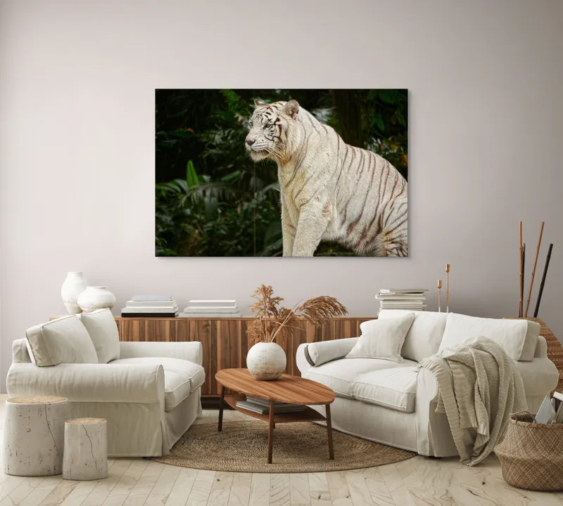 Tablou Canvas, "Tigru alb în pădurea tropicală", 150 x 100 cm – poza 3