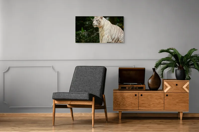 Tablou Canvas, "Tigru alb în pădurea tropicală", 90 x 50 cm – poza 6
