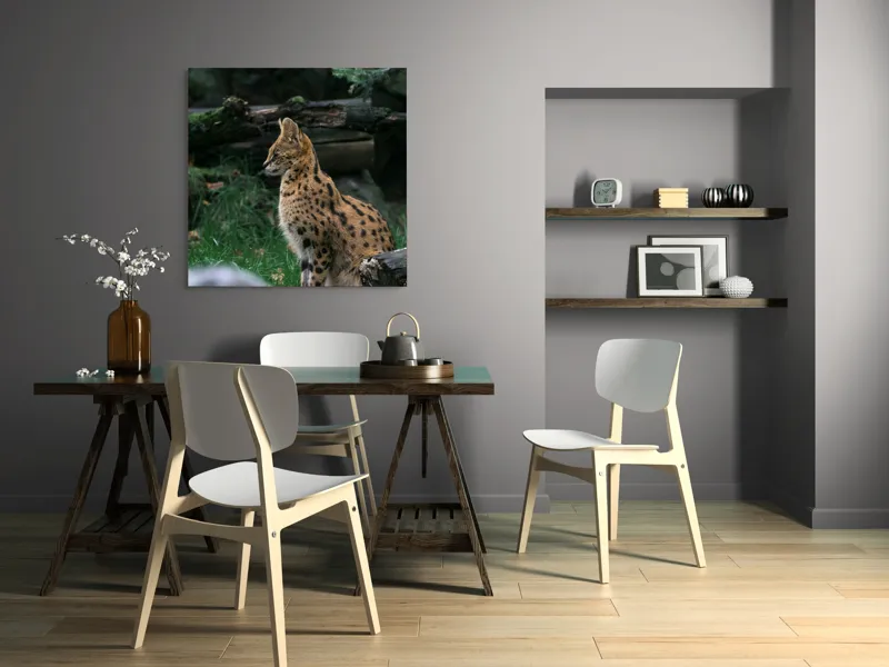 Tablou Canvas, "Serval printre ramuri de pădure", 100 x 100 cm – poza 6