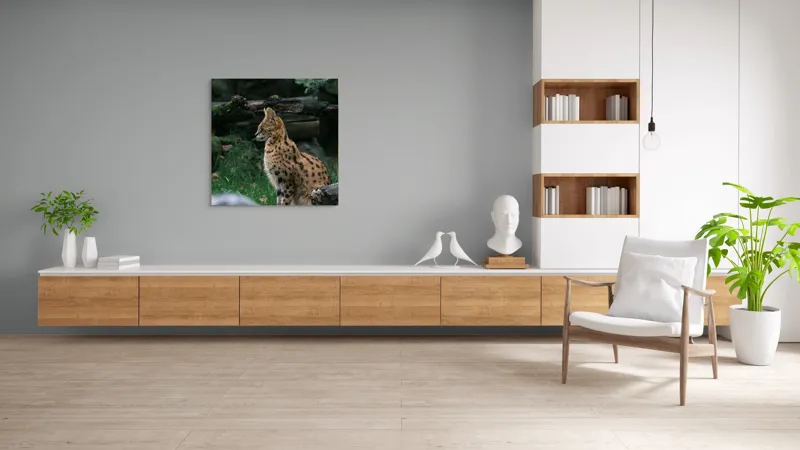 Tablou Canvas, "Serval printre ramuri de pădure", 100 x 100 cm – poza 8