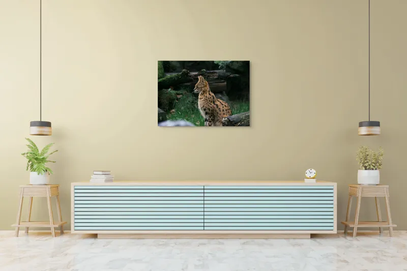 Tablou Canvas, "Serval printre ramuri de pădure", 100 x 70 cm – poza 4