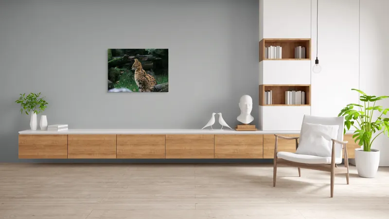 Tablou Canvas, "Serval printre ramuri de pădure", 100 x 70 cm – poza 6
