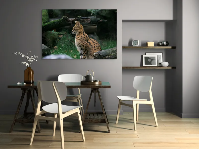Tablou Canvas, "Serval printre ramuri de pădure", 150 x 100 cm – poza 5