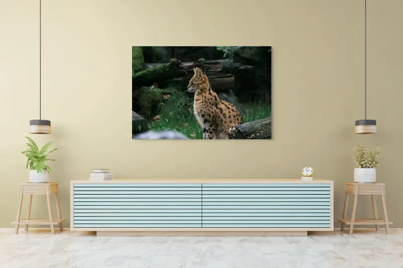 Tablou Canvas, "Serval printre ramuri de pădure", 150 x 100 cm – poza 6