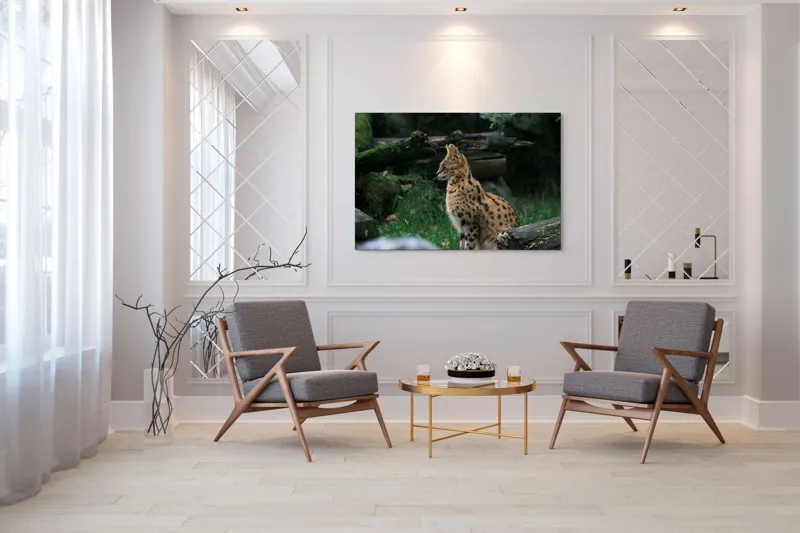 Tablou Canvas, "Serval printre ramuri de pădure", 150 x 100 cm – poza 7