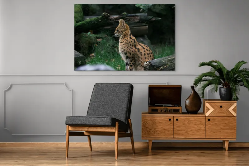 Tablou Canvas, "Serval printre ramuri de pădure", 150 x 100 cm – poza 8