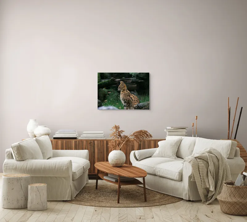 Tablou Canvas, "Serval printre ramuri de pădure", 70 x 50 cm – poza 6