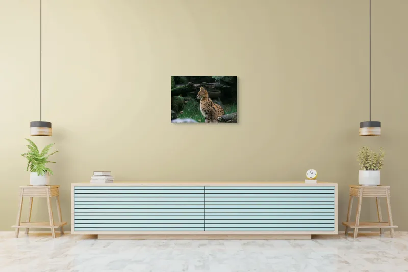 Tablou Canvas, "Serval printre ramuri de pădure", 70 x 50 cm – poza 7