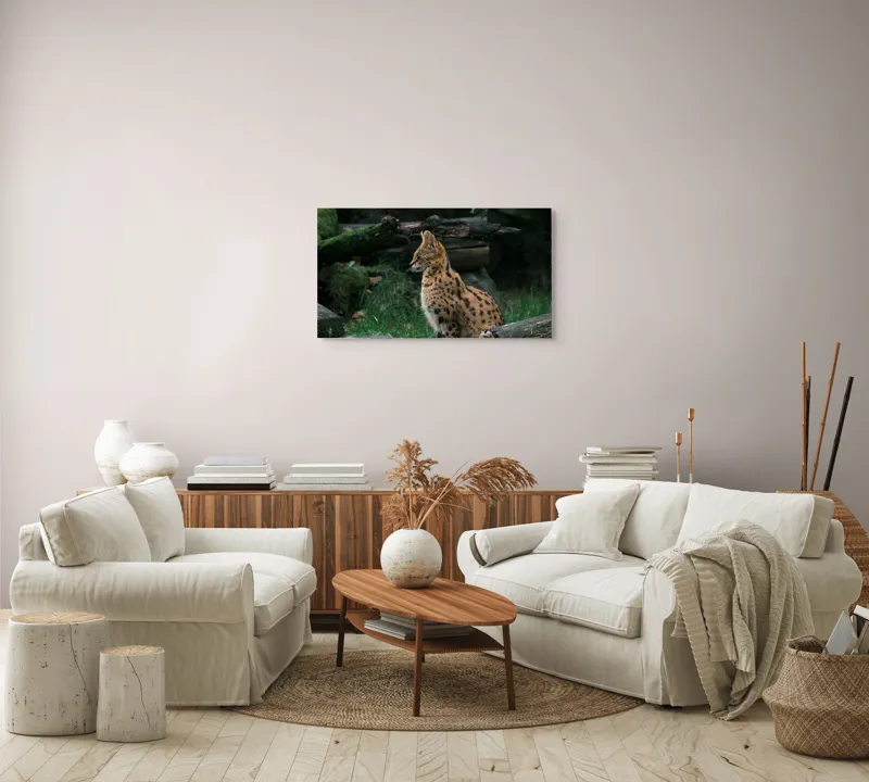 Tablou Canvas, "Serval printre ramuri de pădure", 90 x 50 cm – poza 4