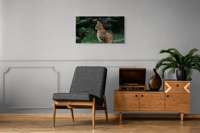 Tablou Canvas, "Serval printre ramuri de pădure", 90 x 50 cm – poza 6