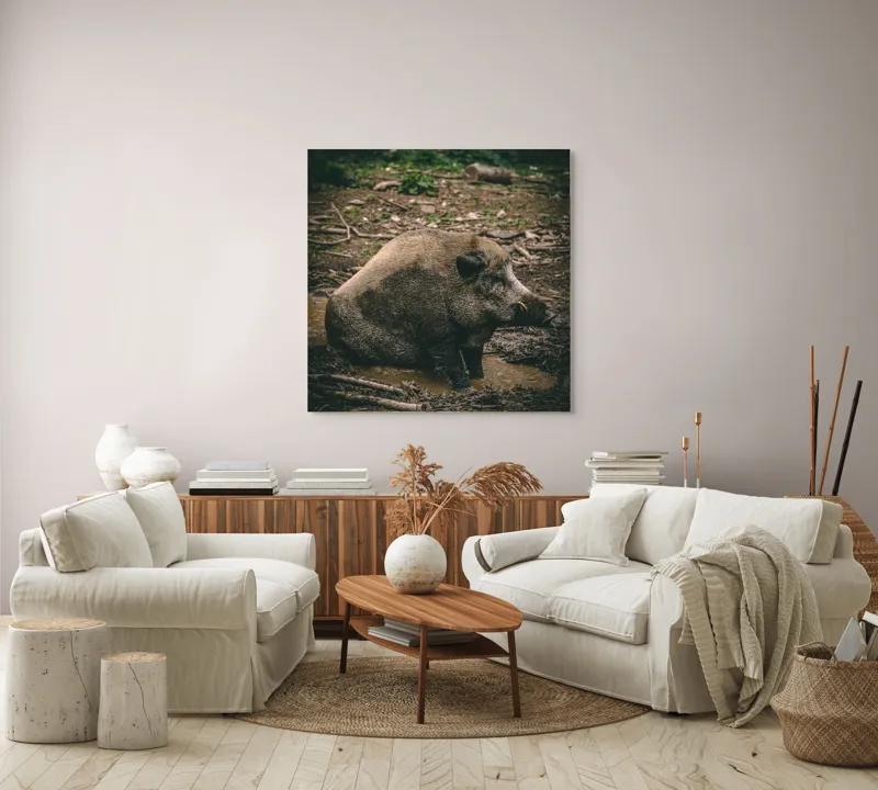 Tablou Canvas, "Mistret odihnindu-se în noroiul pădurii", 100 x 100 cm – poza 3