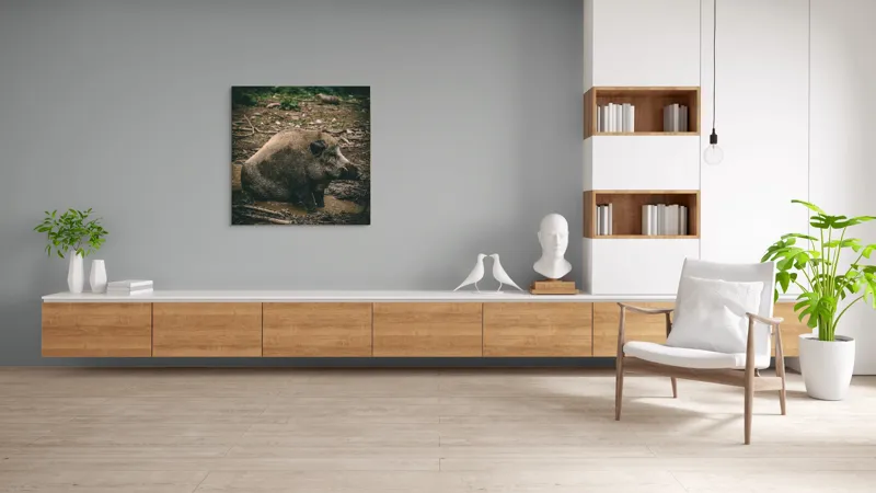 Tablou Canvas, "Mistret odihnindu-se în noroiul pădurii", 100 x 100 cm – poza 8
