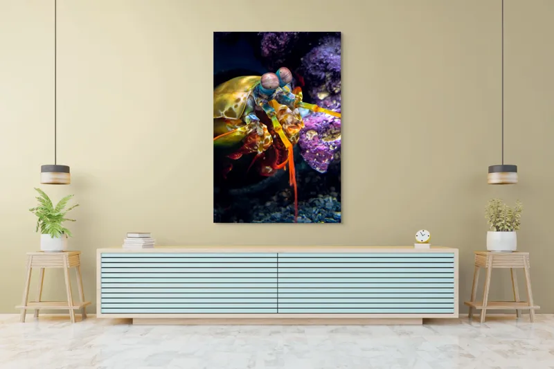 Tablou Canvas, "Mantisul marin în arsenal colorat", Colorat, Vibrant, Exotic, Fascinant, Maritim, Strălucitor, Complex, Impresionant, Detaliat, Plin-De-Viață, 100 x 150 cm – poza 4