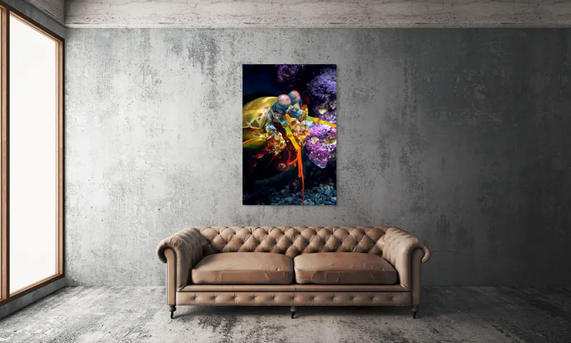 Tablou Canvas, "Mantisul marin în arsenal colorat", Colorat, Vibrant, Exotic, Fascinant, Maritim, Strălucitor, Complex, Impresionant, Detaliat, Plin-De-Viață, 100 x 150 cm – poza 6