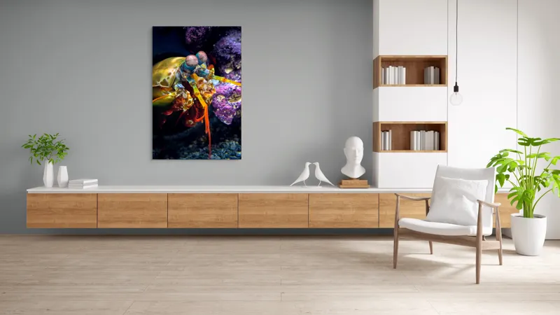 Tablou Canvas, "Mantisul marin în arsenal colorat", Colorat, Vibrant, Exotic, Fascinant, Maritim, Strălucitor, Complex, Impresionant, Detaliat, Plin-De-Viață, 100 x 150 cm – poza 8