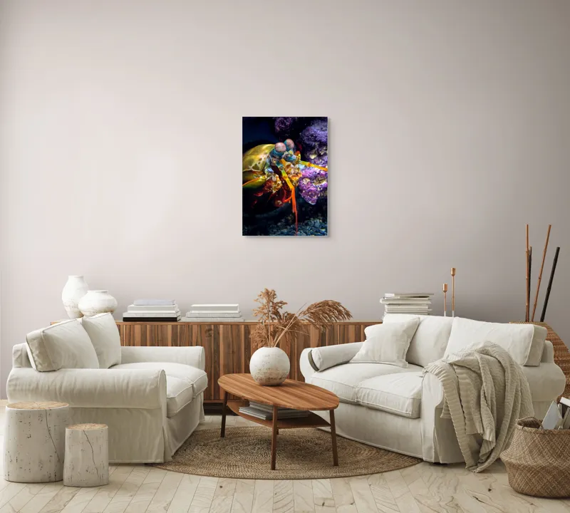 Tablou Canvas, "Mantisul marin în arsenal colorat", Colorat, Vibrant, Exotic, Fascinant, Maritim, Strălucitor, Complex, Impresionant, Detaliat, Plin-De-Viață, 50 x 70 cm – poza 4