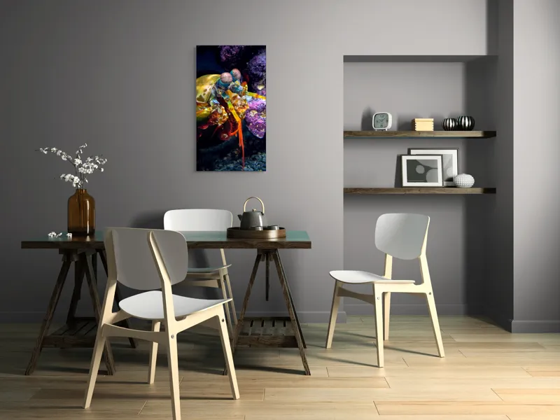 Tablou Canvas, "Mantisul marin în arsenal colorat", Colorat, Vibrant, Exotic, Fascinant, Maritim, Strălucitor, Complex, Impresionant, Detaliat, Plin-De-Viață, 50 x 90 cm – poza 4