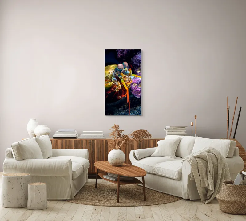 Tablou Canvas, "Mantisul marin în arsenal colorat", Colorat, Vibrant, Exotic, Fascinant, Maritim, Strălucitor, Complex, Impresionant, Detaliat, Plin-De-Viață, 50 x 90 cm – poza 7