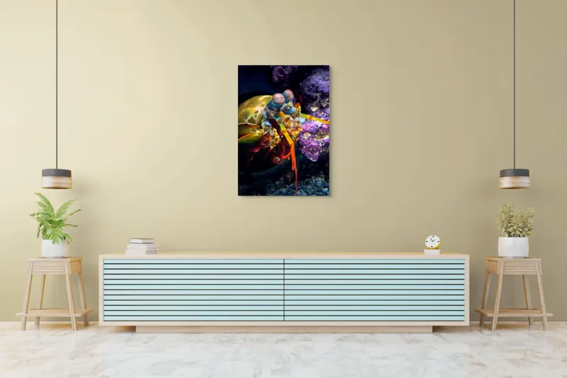 Tablou Canvas, "Mantisul marin în arsenal colorat", Colorat, Vibrant, Exotic, Fascinant, Maritim, Strălucitor, Complex, Impresionant, Detaliat, Plin-De-Viață, 70 x 100 cm – poza 5