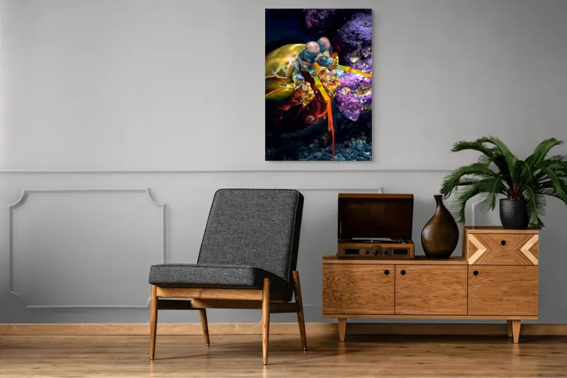 Tablou Canvas, "Mantisul marin în arsenal colorat", Colorat, Vibrant, Exotic, Fascinant, Maritim, Strălucitor, Complex, Impresionant, Detaliat, Plin-De-Viață, 70 x 100 cm – poza 6