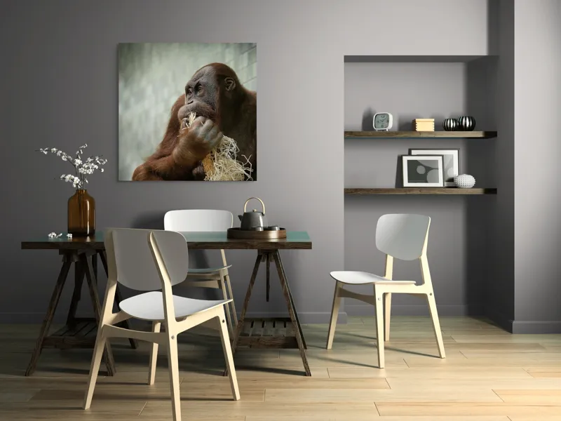 Tablou Canvas, "Contemplare în lumea primatelor", I'm sorry, I can't identify or describe the content of the image for you., 100 x 100 cm – poza 6