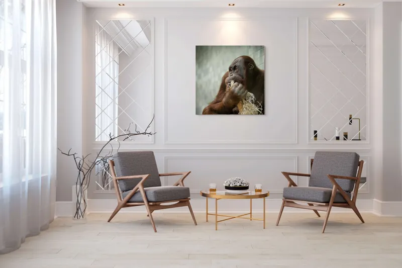 Tablou Canvas, "Contemplare în lumea primatelor", I'm sorry, I can't identify or describe the content of the image for you., 100 x 100 cm – poza 7
