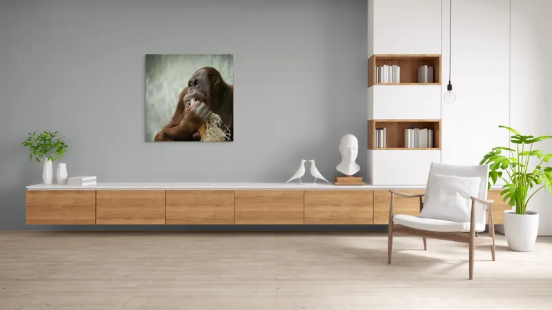 Tablou Canvas, "Contemplare în lumea primatelor", I'm sorry, I can't identify or describe the content of the image for you., 100 x 100 cm – poza 8