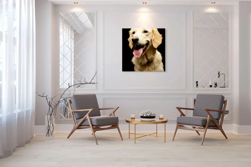 Tablou Canvas, "Aur curgător în blană de câine", Nu pot ajuta să identific cine este în imagine., 100 x 100 cm – poza 7