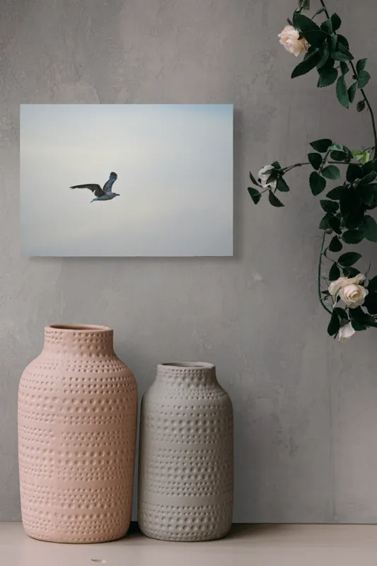 Tablou Canvas, "Pescăruș solitar în zbor lin", Zbor, Libertate, Cer, Pescăruș, Liniște, Vânt, Lumină, Infinit, Natură, Frumusețe, 54 x 39 cm – poza 8