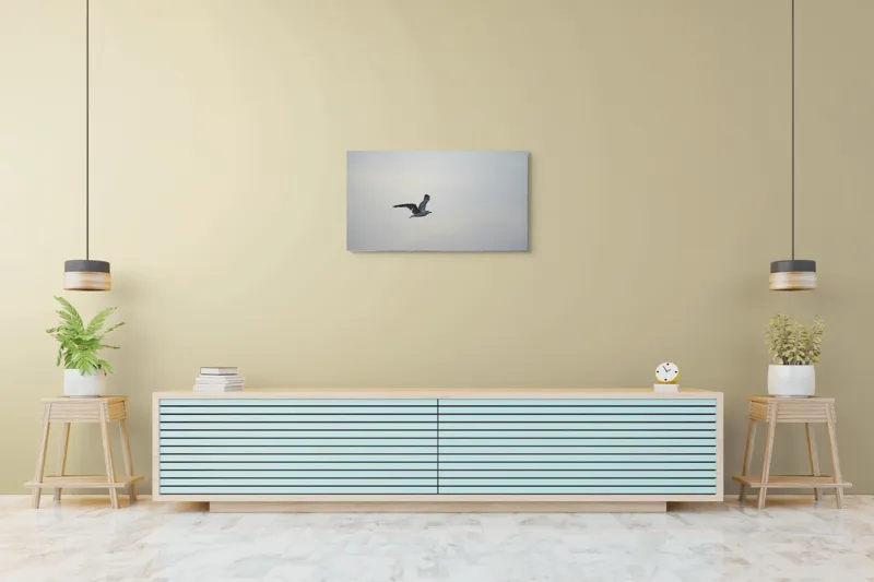 Tablou Canvas, "Pescăruș solitar în zbor lin", Zbor, Libertate, Cer, Pescăruș, Liniște, Vânt, Lumină, Infinit, Natură, Frumusețe, 90 x 50 cm – poza 5