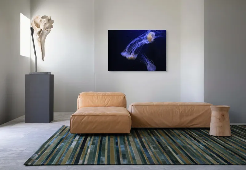 Tablou Canvas, "Dansul grațios al meduzelor fosforescente", Mister, Eleganță, Grație, Lumină, Fluiditate, Dans, Ocean, Delicat, Fascinație, Plutire, 100 x 70 cm – poza 7