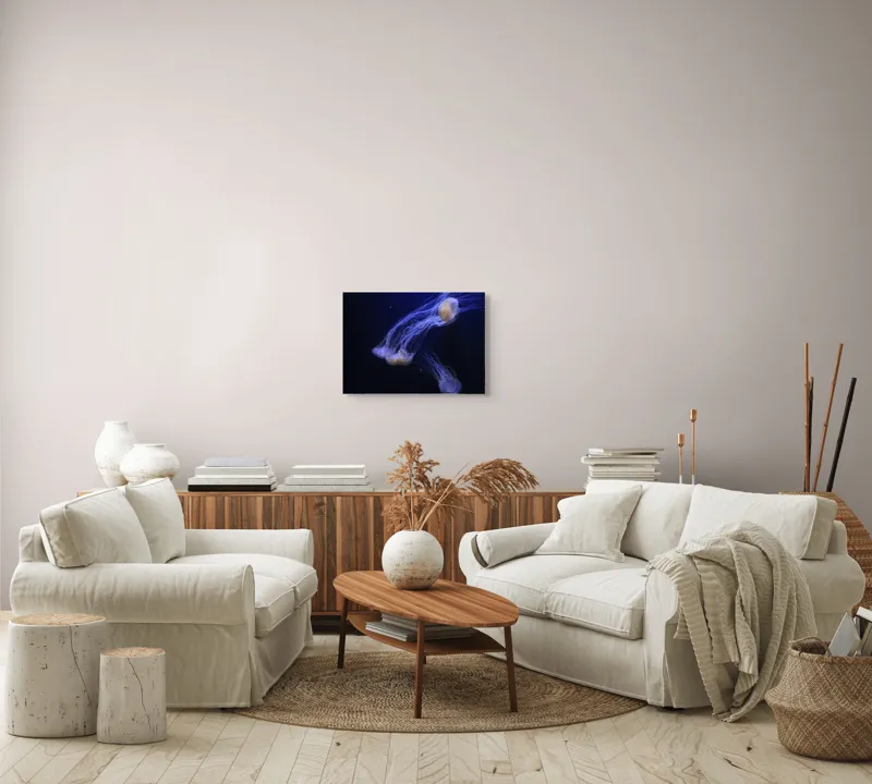 Tablou Canvas, "Dansul grațios al meduzelor fosforescente", Mister, Eleganță, Grație, Lumină, Fluiditate, Dans, Ocean, Delicat, Fascinație, Plutire, 54 x 39 cm – poza 5