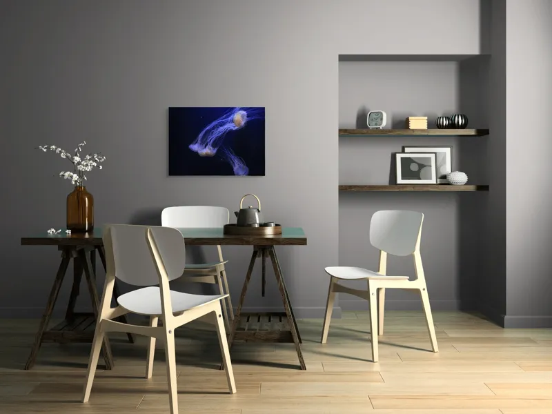 Tablou Canvas, "Dansul grațios al meduzelor fosforescente", Mister, Eleganță, Grație, Lumină, Fluiditate, Dans, Ocean, Delicat, Fascinație, Plutire, 70 x 50 cm – poza 5