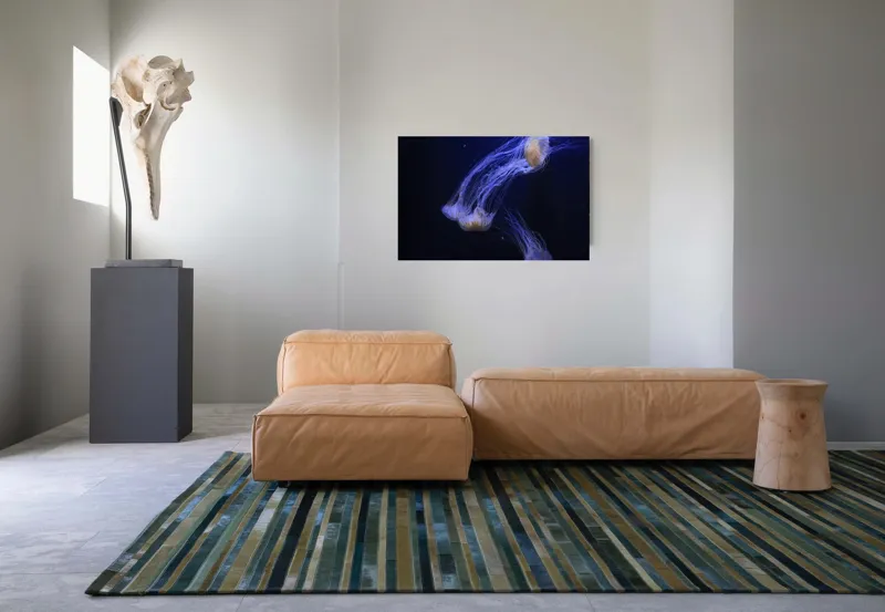 Tablou Canvas, "Dansul grațios al meduzelor fosforescente", Mister, Eleganță, Grație, Lumină, Fluiditate, Dans, Ocean, Delicat, Fascinație, Plutire, 90 x 50 cm – poza 8
