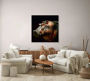 Tablou Canvas, "Hipopotamul în lumina crepusculară africana", 100 x 100 cm – poza 3