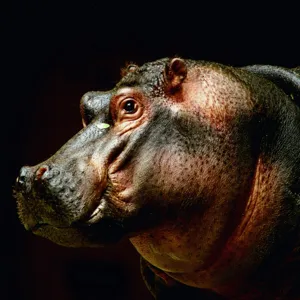Tablou Canvas, "Hipopotamul în lumina crepusculară africana", 100 x 100 cm – poza 2