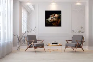 Tablou Canvas, "Hipopotamul în lumina crepusculară africana", 100 x 100 cm – poza 7