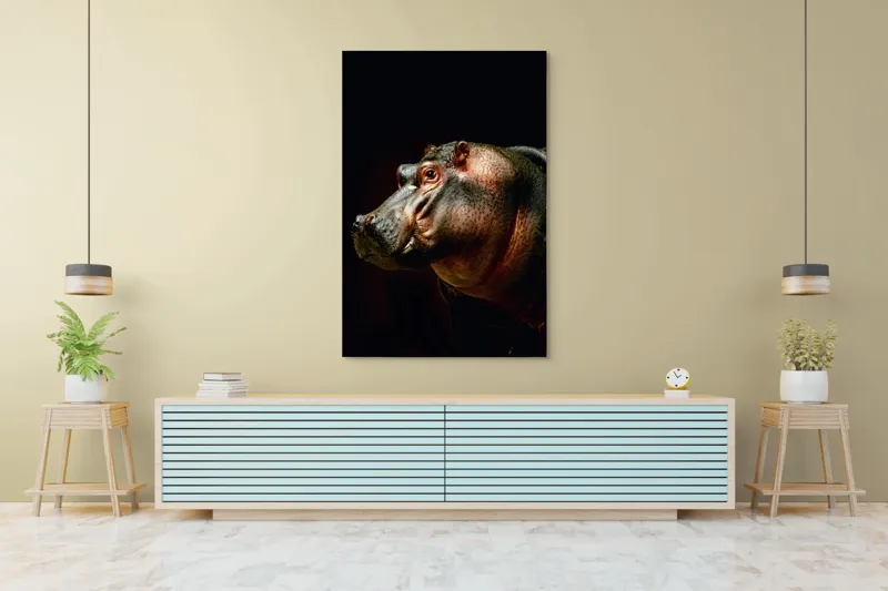 Tablou Canvas, "Hipopotamul în lumina crepusculară africana", 100 x 150 cm – poza 4