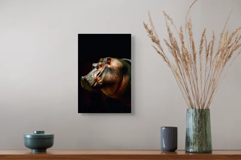 Tablou Canvas, "Hipopotamul în lumina crepusculară africana", 26 x 39 cm – poza 5