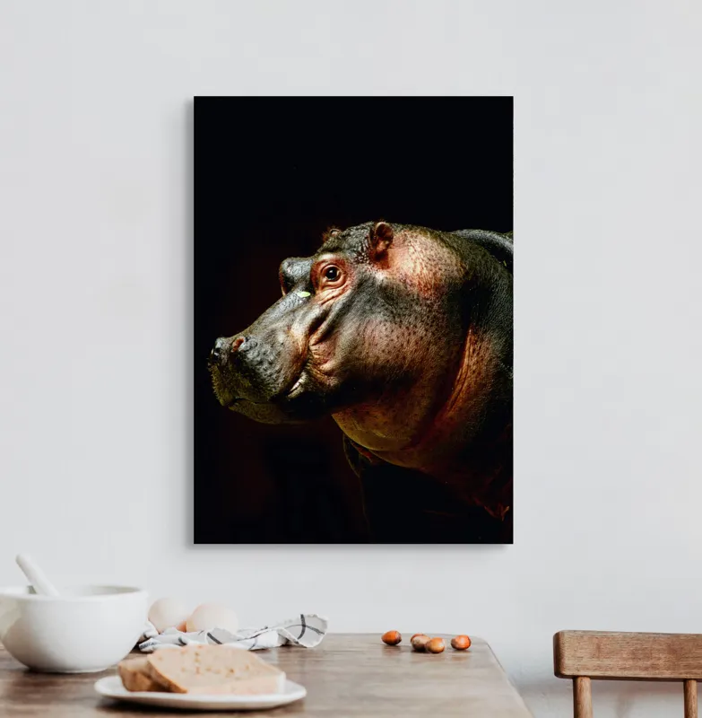 Tablou Canvas, "Hipopotamul în lumina crepusculară africana", 50 x 70 cm – poza 3