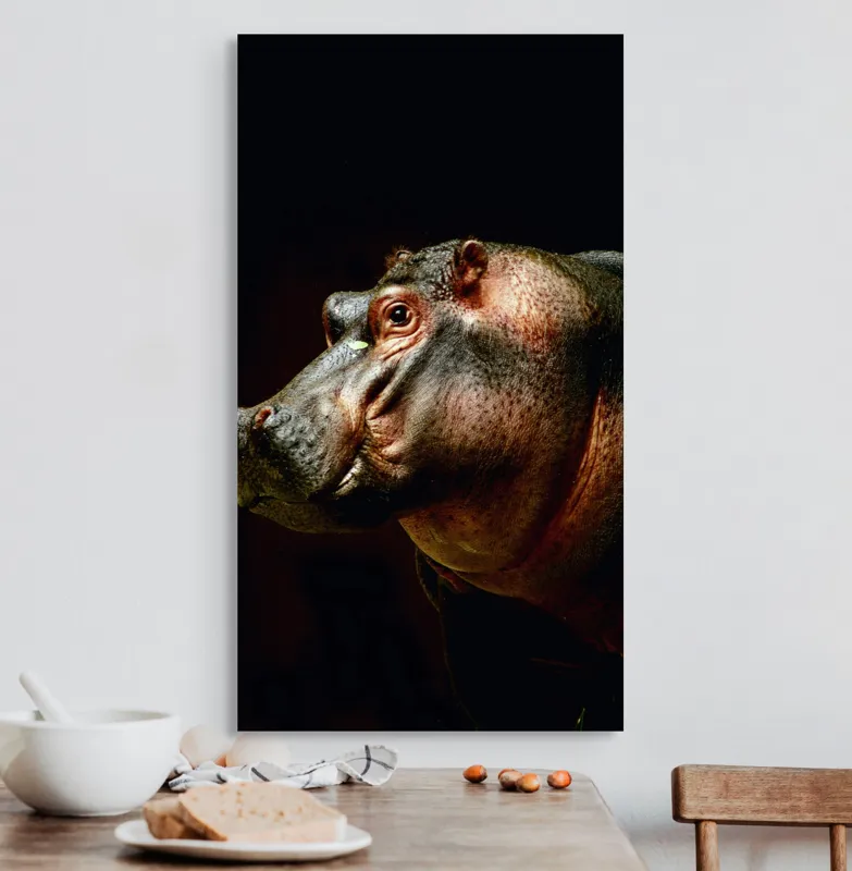 Tablou Canvas, "Hipopotamul în lumina crepusculară africana", 50 x 90 cm – poza 3