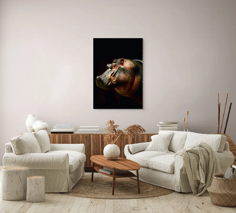 Tablou Canvas, "Hipopotamul în lumina crepusculară africana", 70 x 100 cm – poza 4