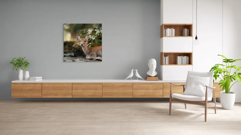 Tablou Canvas, "Căprioara odihnindu-se în pădurea liniștită", Serenitate, Natură, Liniște, Frumusețe, Eleganță, Blândețe, Pădure, Calm, Vedere, Relaxare, 100 x 100 cm – poza 8