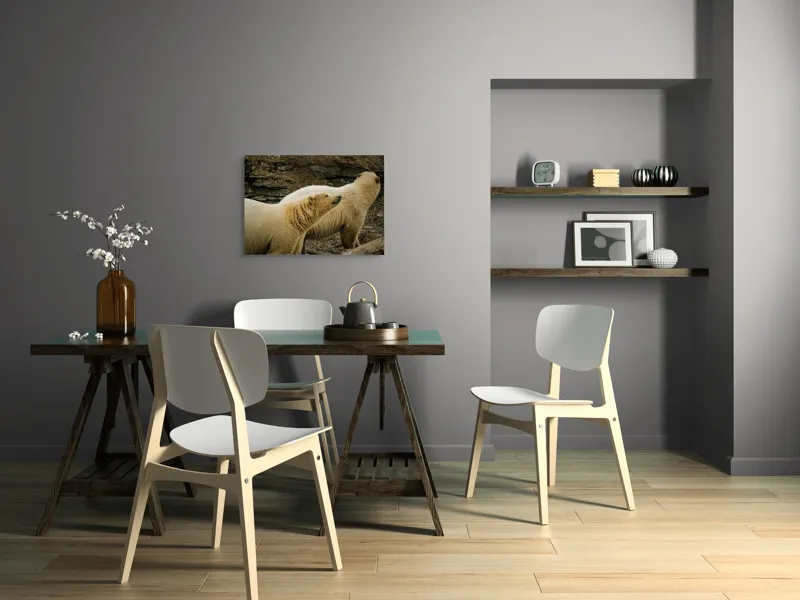 Tablou Canvas, "Ursii polari adulmecând vântul rece", Urs, Alb, Gheață, Frați, Blană, Nord, Habitat, Sălbatic, Prădător, Pădure, Frig, Aventură, 70 x 50 cm – poza 5