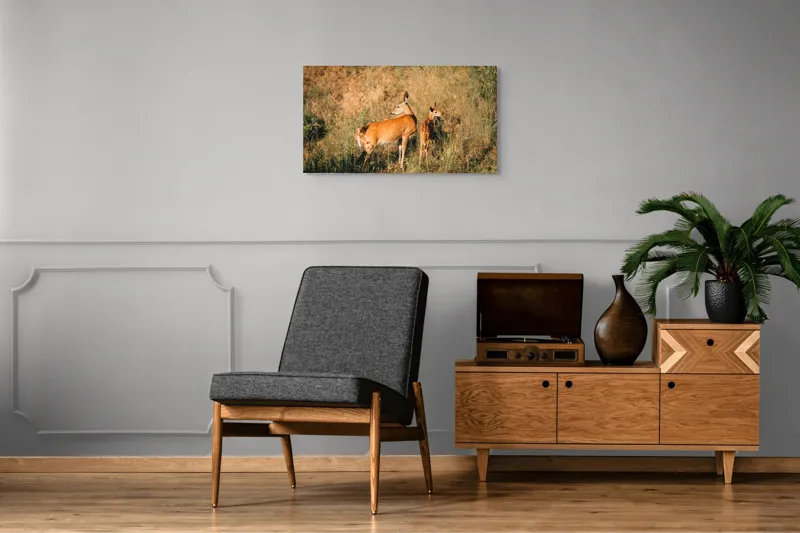 Tablou Canvas, "Cerbul și puiul în lumina dimineții", I don't know who they are., 90 x 50 cm – poza 6