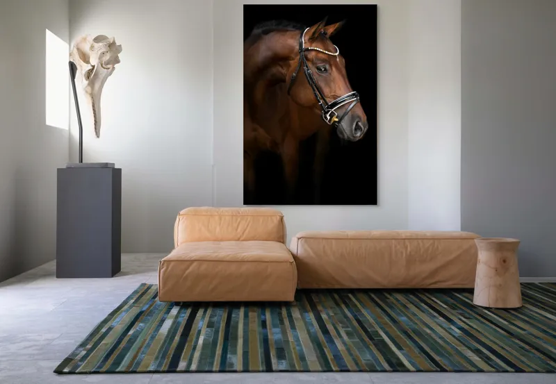 Tablou Canvas, "Măreția nobilului armăsar în întuneric", Cal, Eleganță, Frumusețe, Nobilitate, Blândețe, Forță, Grație, Mândrie, Călărie, Regalitate, 100 x 150 cm – poza 7