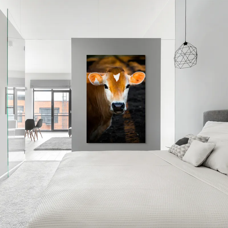 Tablou Canvas, "Vaca sub cerul dimineții aurii", 100 x 150 cm – poza 5