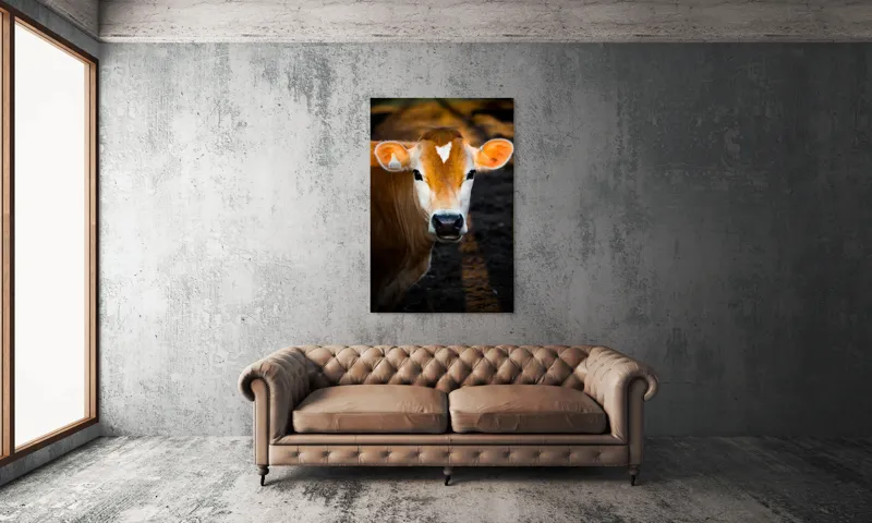 Tablou Canvas, "Vaca sub cerul dimineții aurii", 100 x 150 cm – poza 6