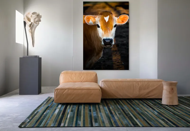 Tablou Canvas, "Vaca sub cerul dimineții aurii", 100 x 150 cm – poza 7