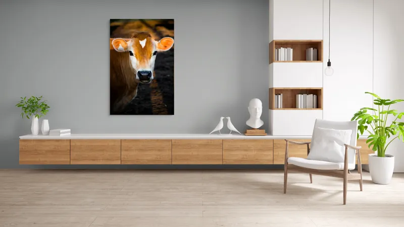 Tablou Canvas, "Vaca sub cerul dimineții aurii", 100 x 150 cm – poza 8